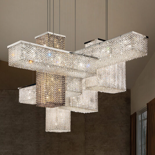 Contemporary Italian Designer Crystal Geometric Chandelier