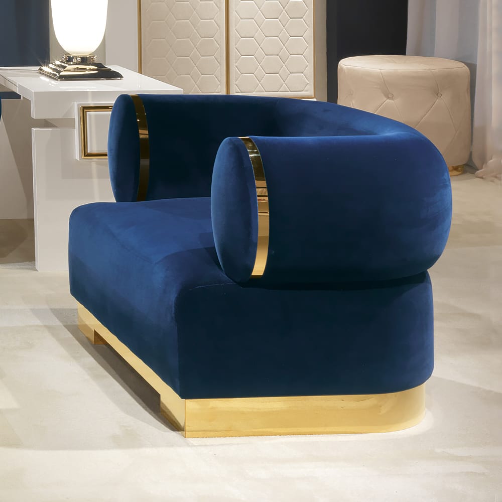 High End Modern Italian Designer Blue Velvet Armchair