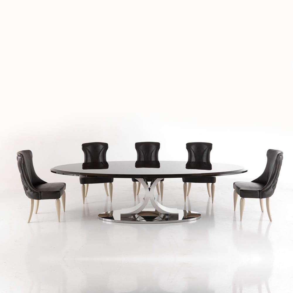 ex display, 3 metre contemporary dining table, gloss walnut veneer