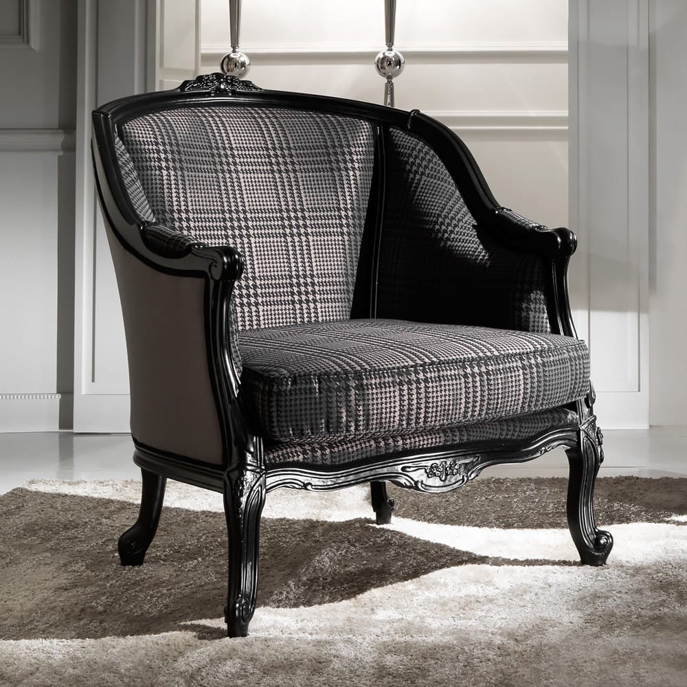 High End Designer Classic Houndstooth Louis Armchair