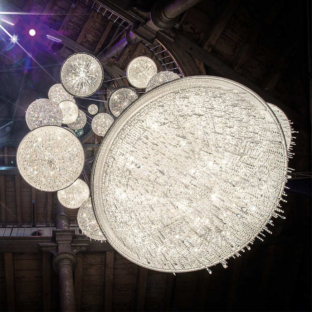 modern designer circular crystal chandelier