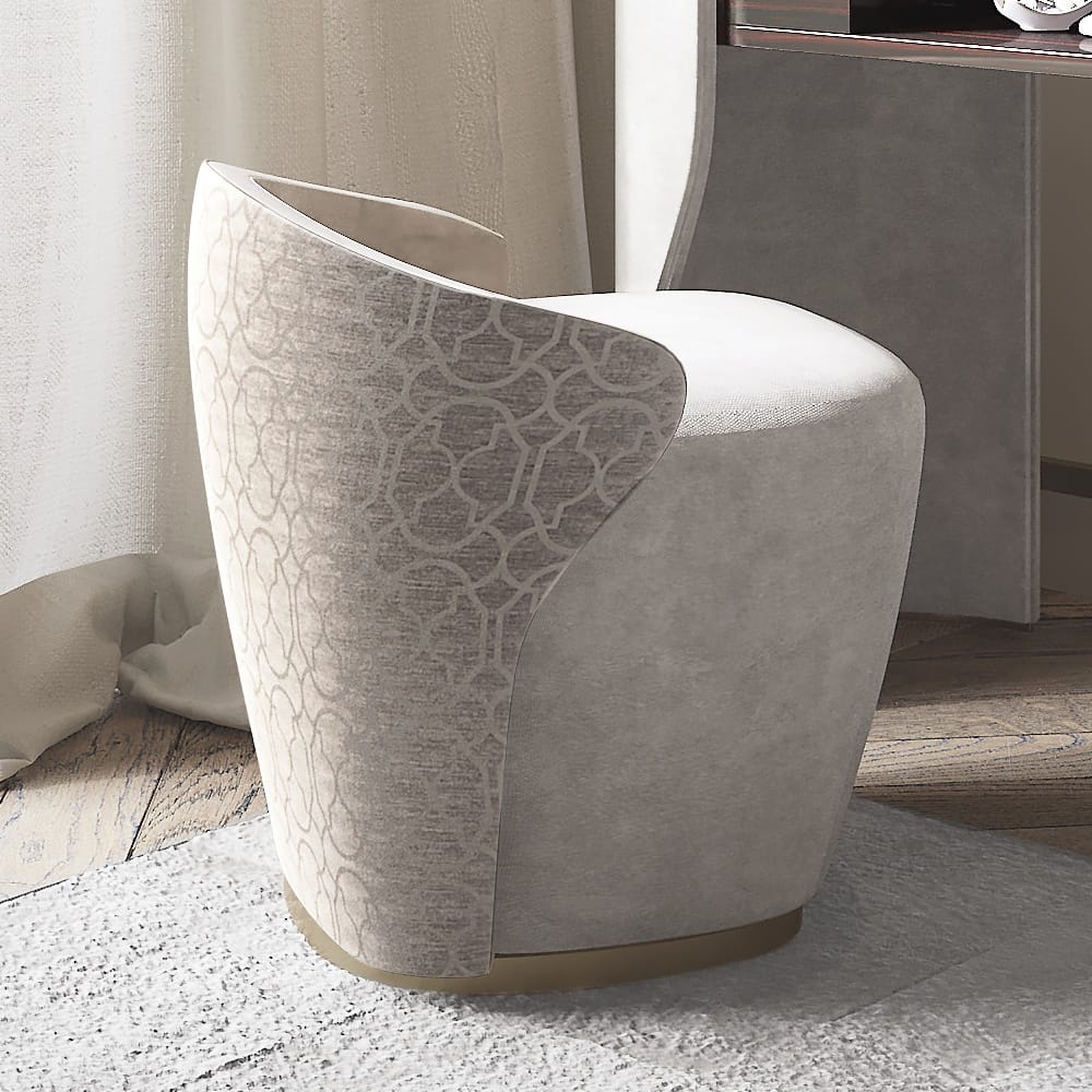 Luxury velvet bedroom chair with patterned velvet back