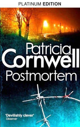 Postmortem by Patricia Cornwell, front cover, holiday reading