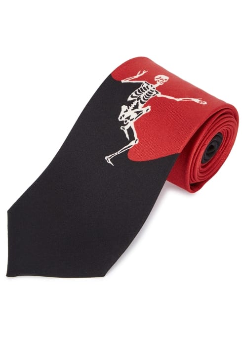 gift guide, Alexander McQueen black and red dancing skeleton tie
