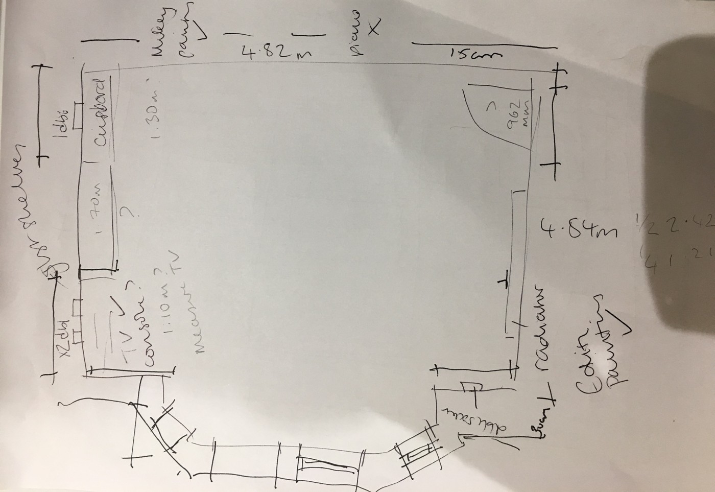 Interior Design Course, floor plan sketch, Alison Gibb