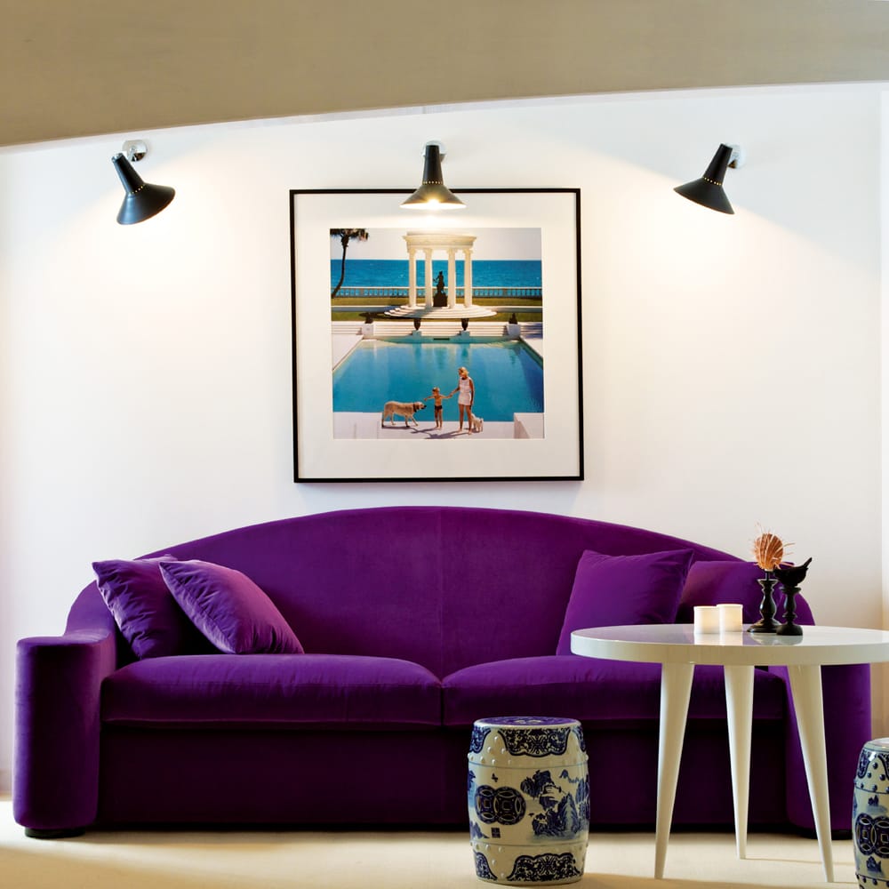 Contemporary Italian Purple Velvet Fabric Sofa