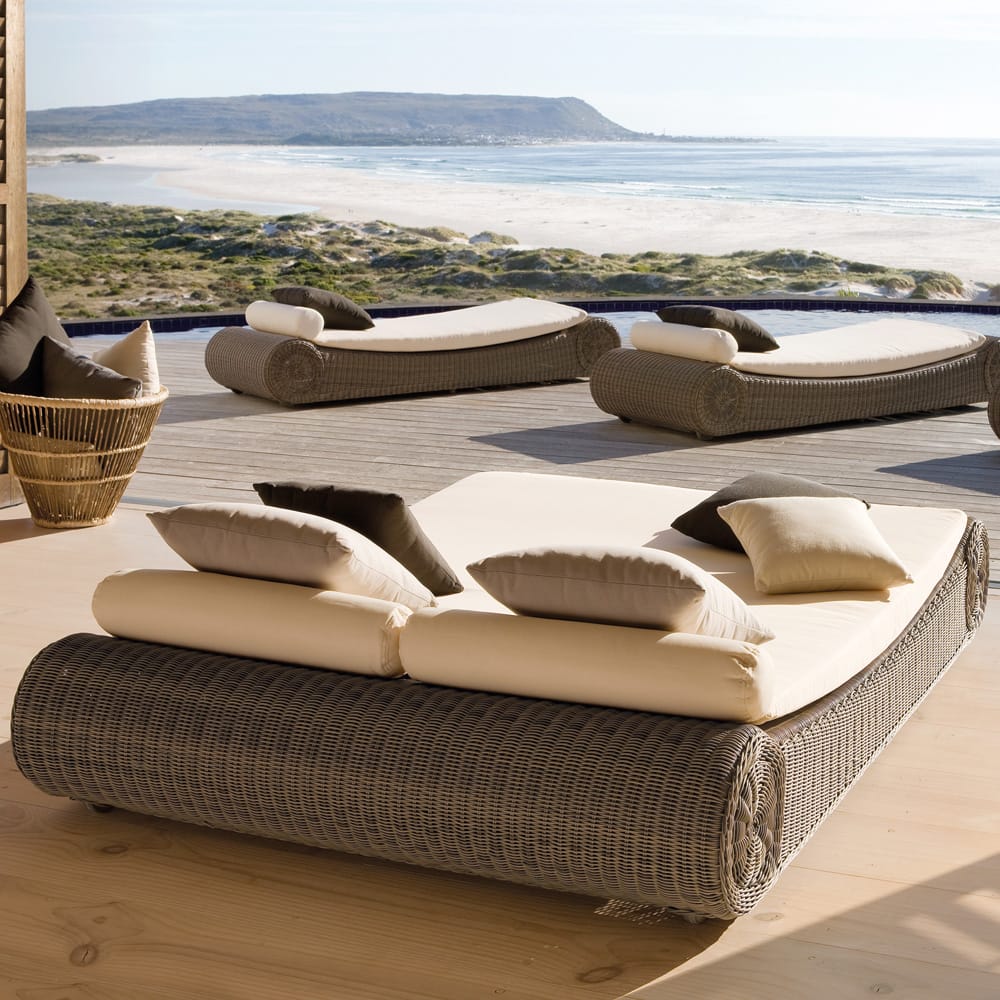 outdoor furniture, double sun lounger, luxury, wicker