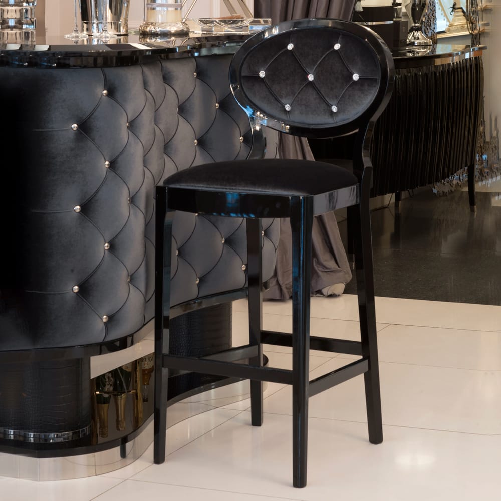 Ex-display-pair-oval-velvet-black-luxurious-bar-stool-7