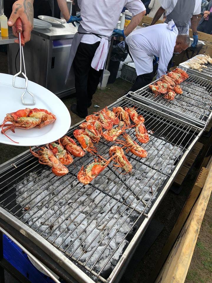 Salon Privé 2018, lobsters on a charcoal grill