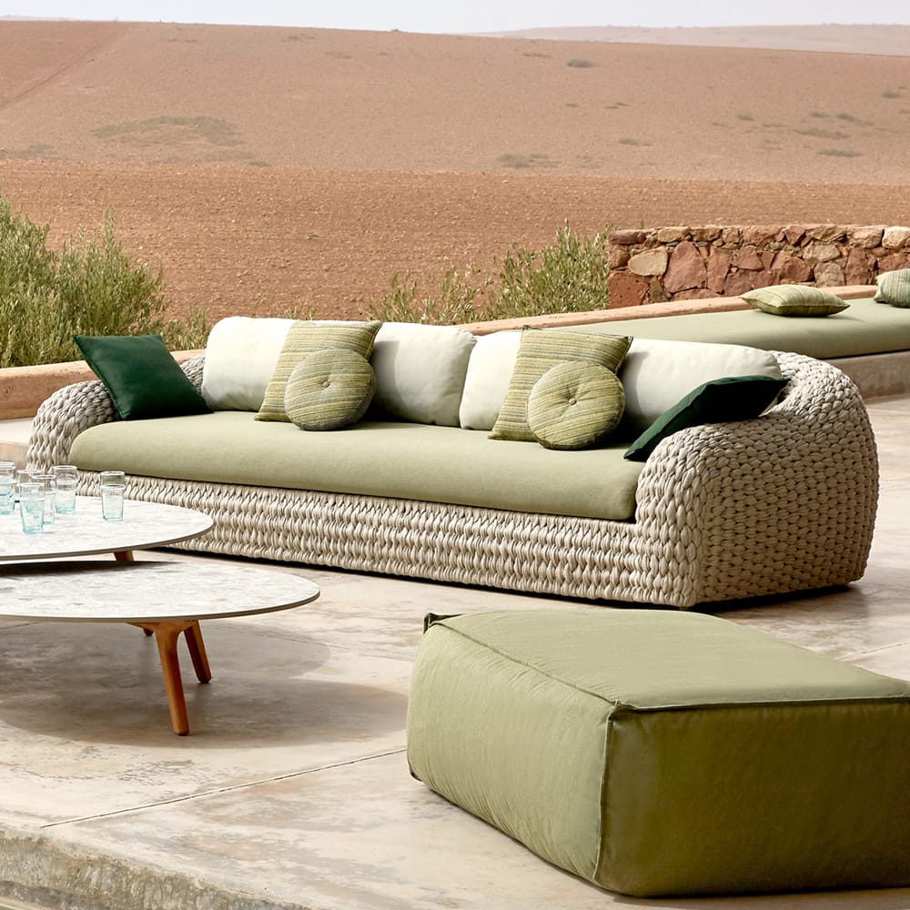 outdoor furniture, large sofa with woven jumbo rope finish