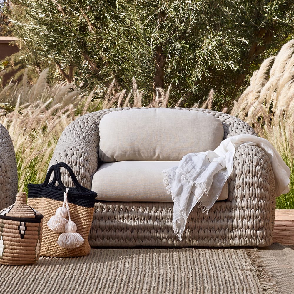 outdoor furniture, garden armchair, woven jumbo rope design