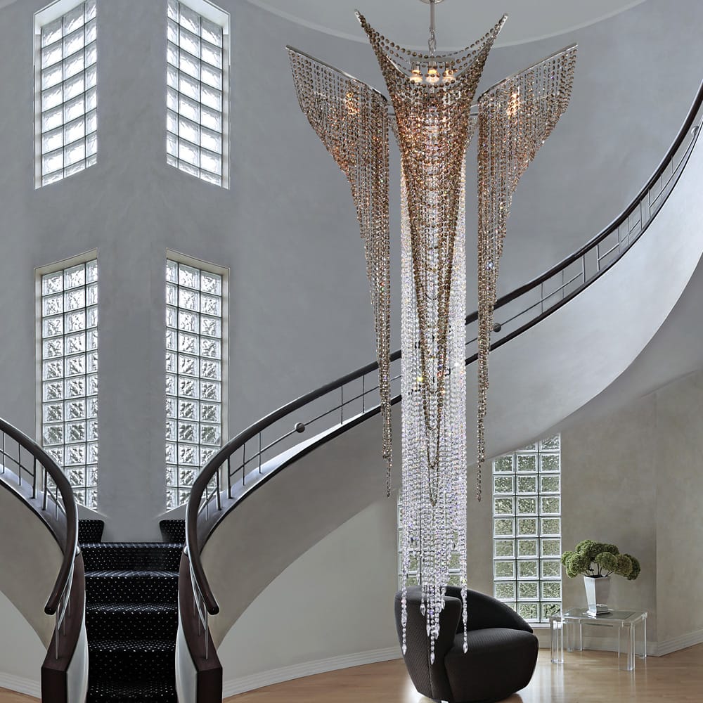 modern crystal pendant stairway chandelier