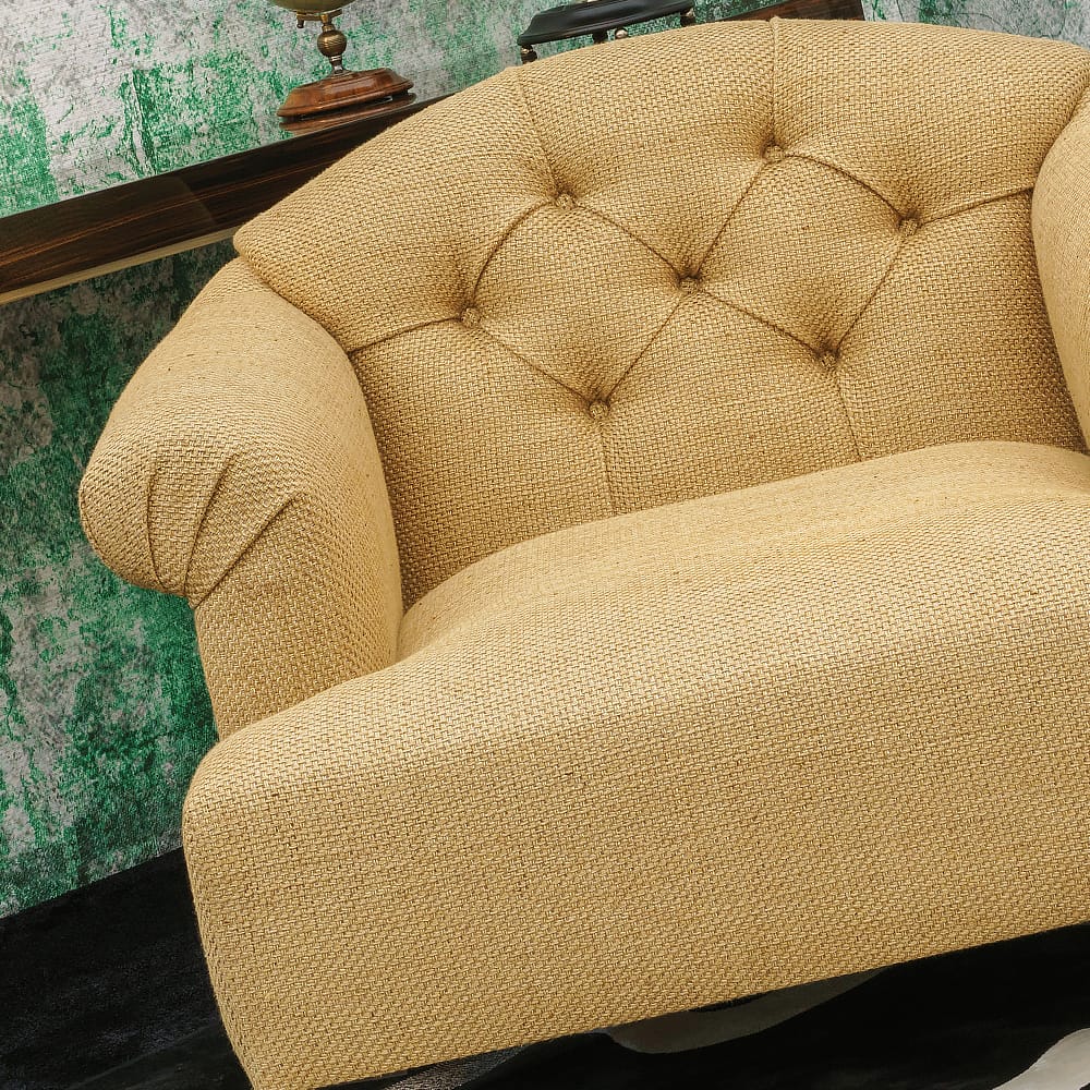 Modern linen fabric Button Upholstered Armchair
