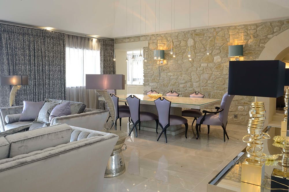 5 Star Interior Design Award, Provence villa, living dining area