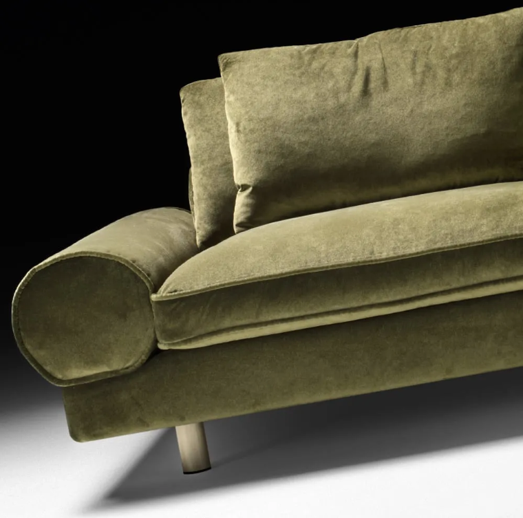 Trade, large retro velvet sofa, green