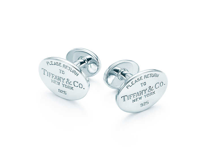 fathers day gift, Tiffany silver cufflinks, oval, Please return to Tiffany & Co