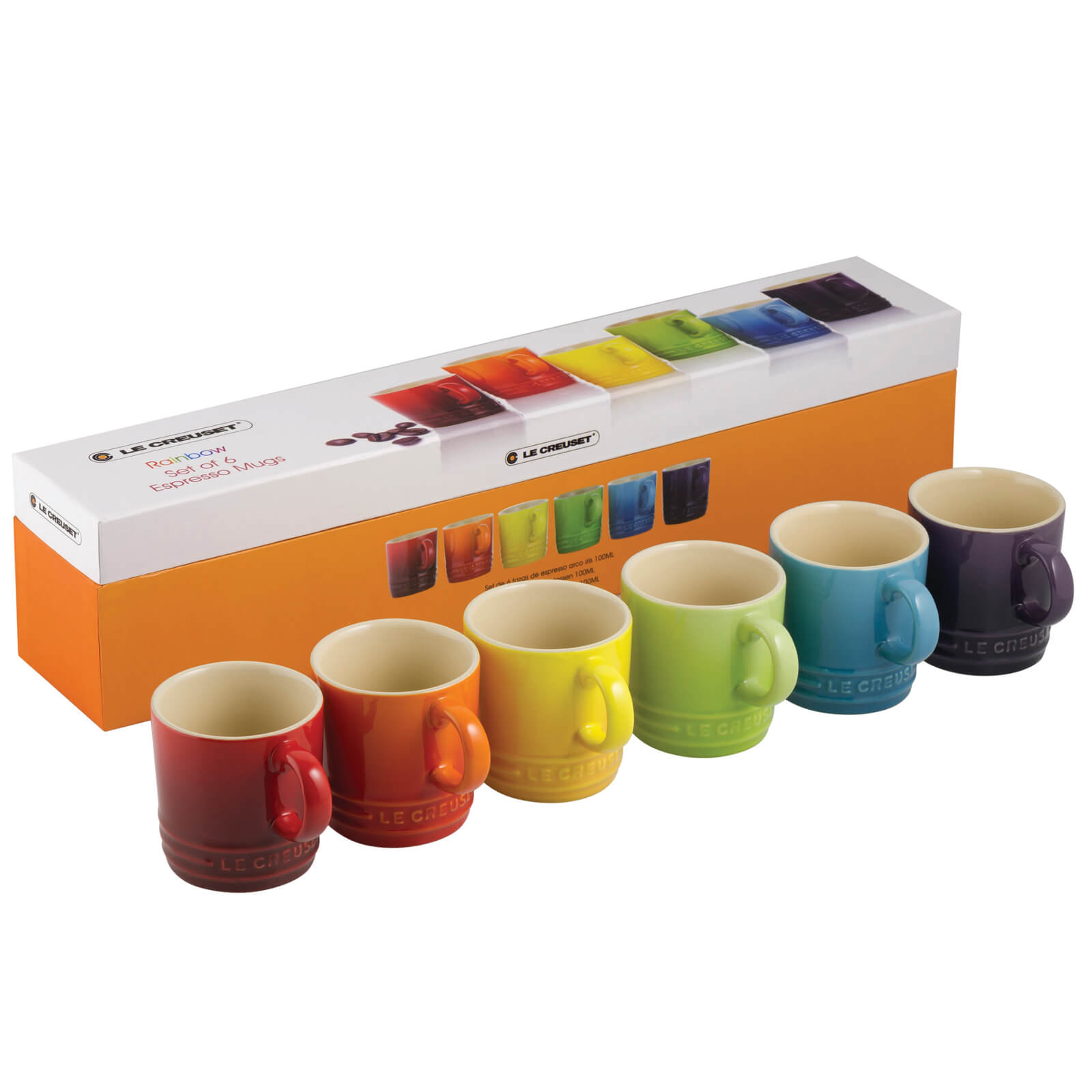 fathers day gift, le Creuset rainbow espresso mugs, set of 6