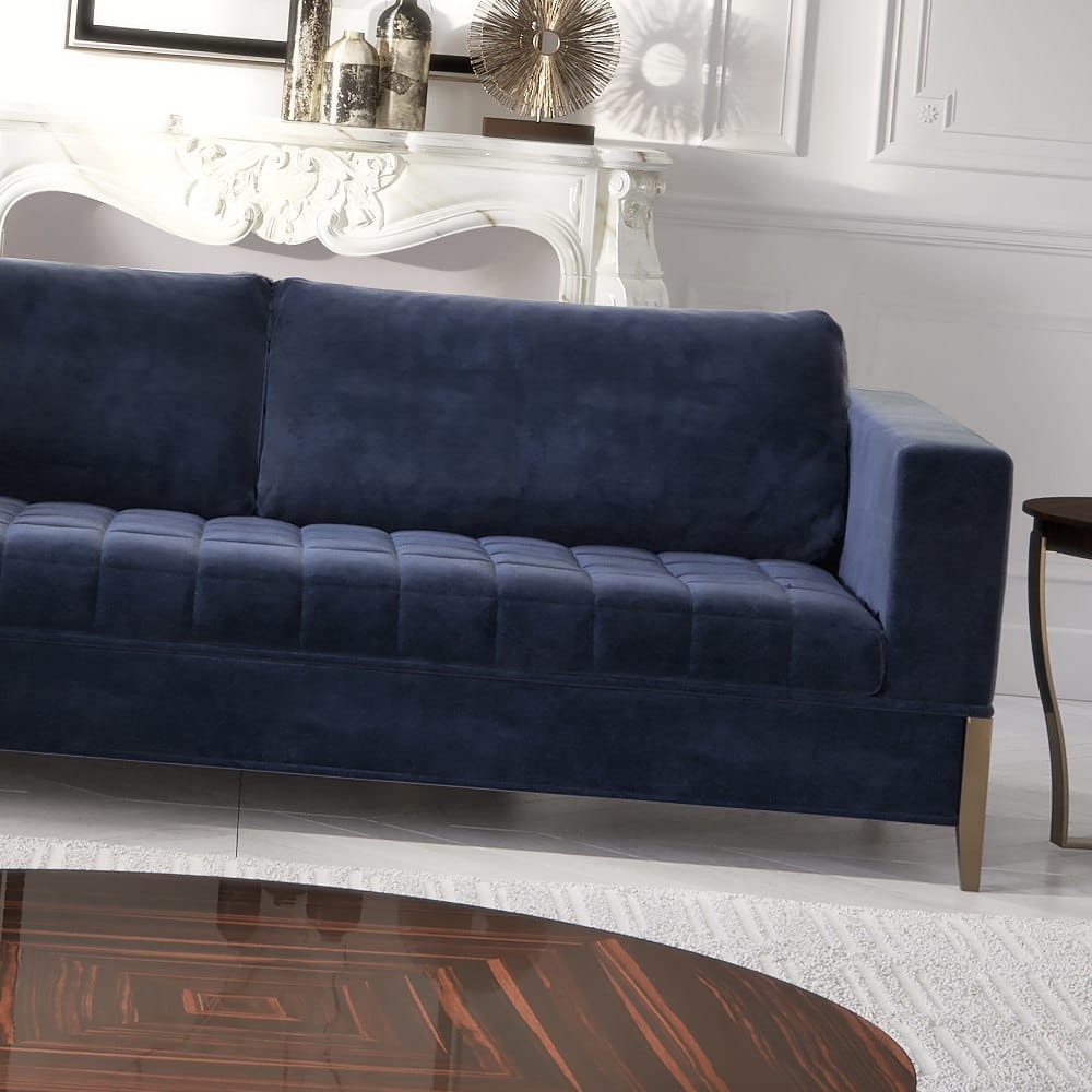 modern italian blue nubuck fabric sofa