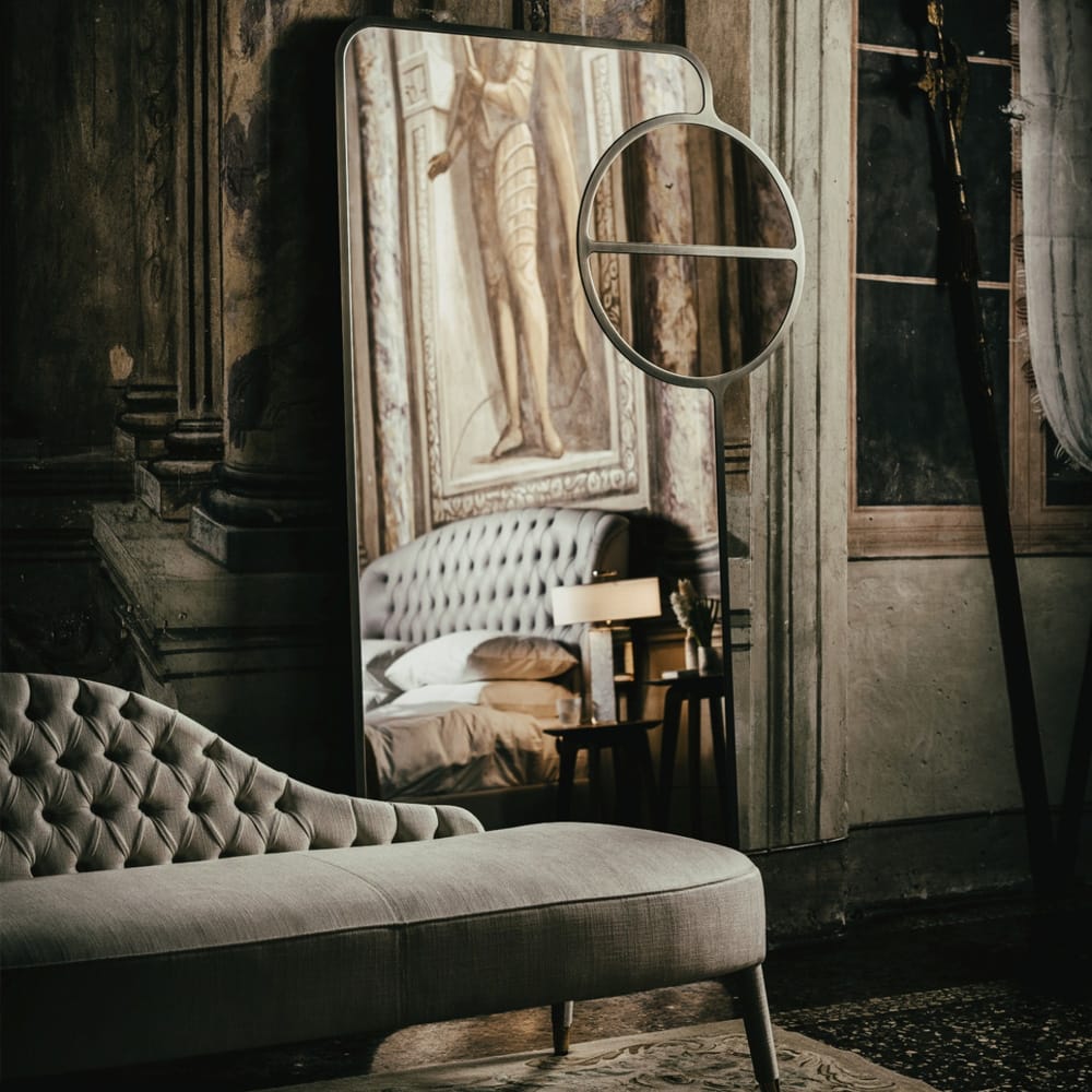 Contemporary Designer Italian Curved Bronze Mirror