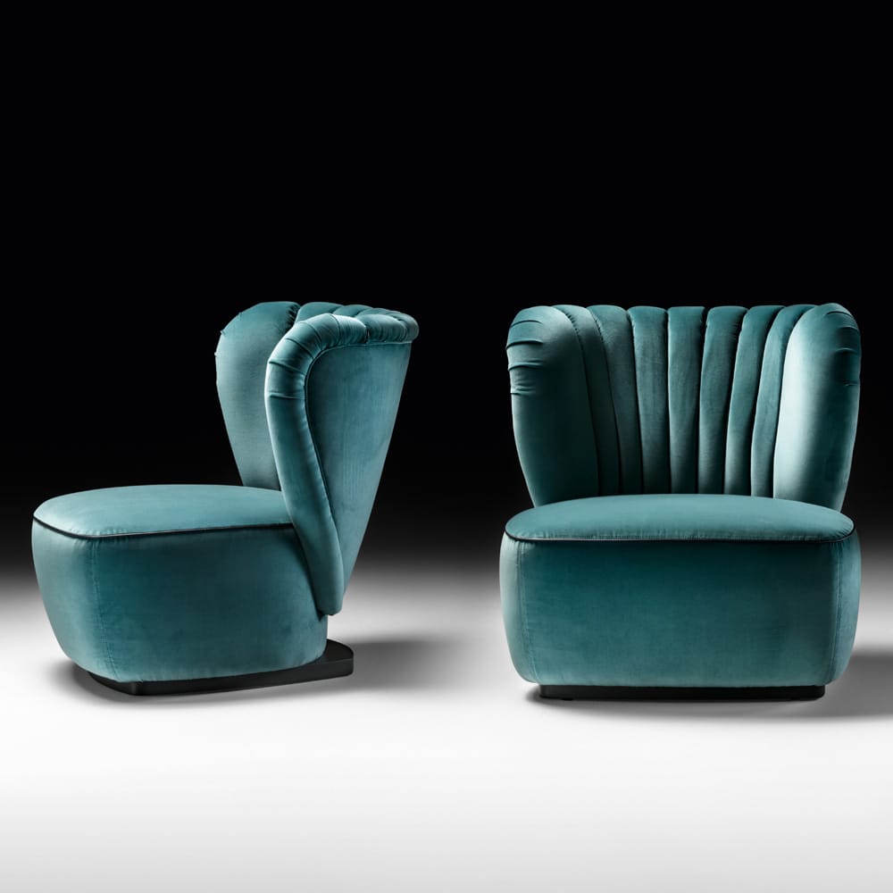 Italian Designer Upholstered Velvet Occasional Chair