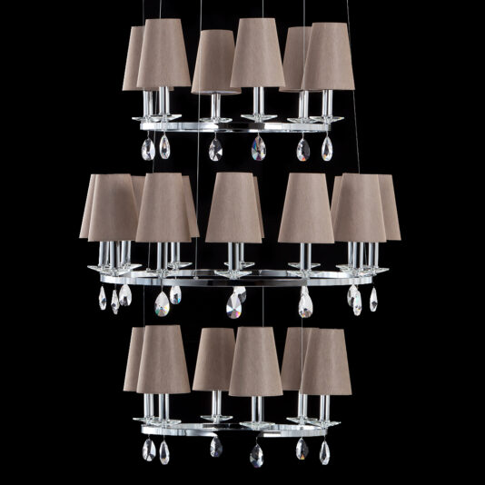 Modern Italian Three Tiered Crystal Chandelier