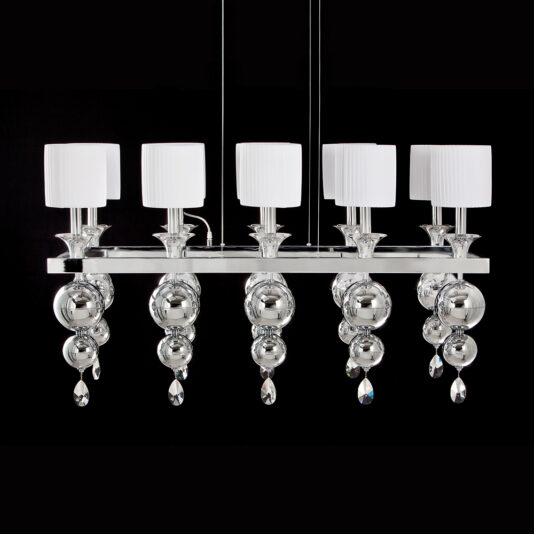 Modern Italian Rectangular Polished Chrome Chandelier