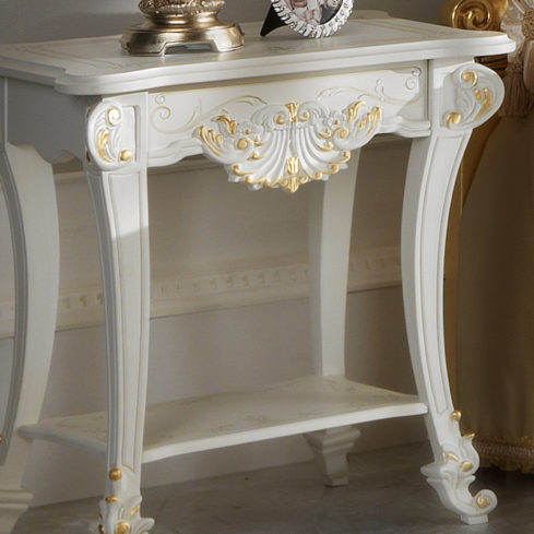 Elaborate White and Gold Leaf Bedside Table - Juliettes Interiors