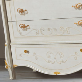 Elegant Ivory and Gold Leaf Chest Of Drawers and Mirror Set - Juliettes ...