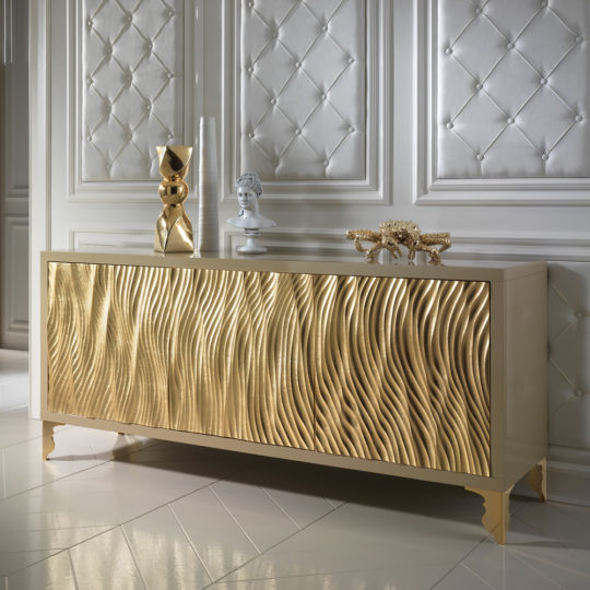 Gold Leaf Wave Fronted Buffet Sideboard - Juliettes Interiors