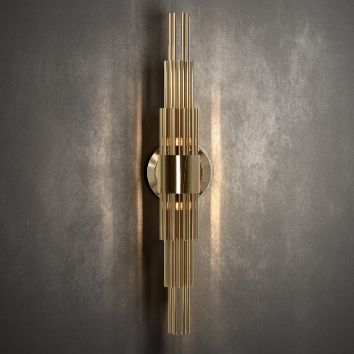 Gold Plated Designer Contemporary Wall Light Juliettes Interiors 