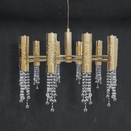 Gold Plated Hammered Crystal Pendant Chandelier - Juliettes Interiors