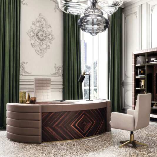 High End Italian Veneer And Leather Statement Desk