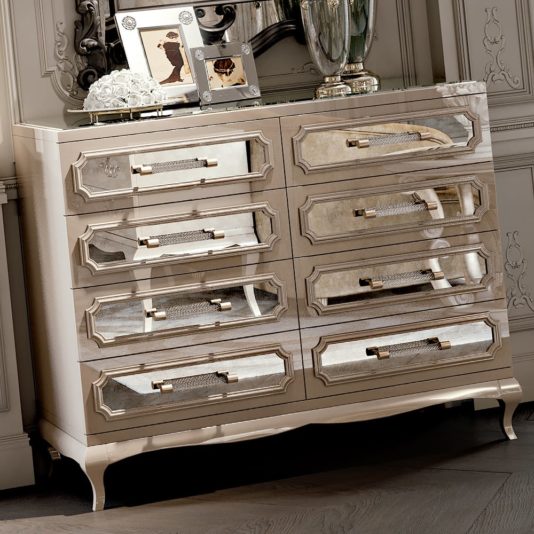 High End Modern Lacquered Mirrored Drawers - Juliettes Interiors
