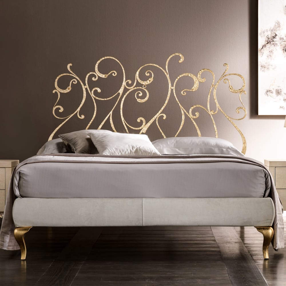 High End Ornate Italian Gold Leaf Designer Wrought Iron Bed ...