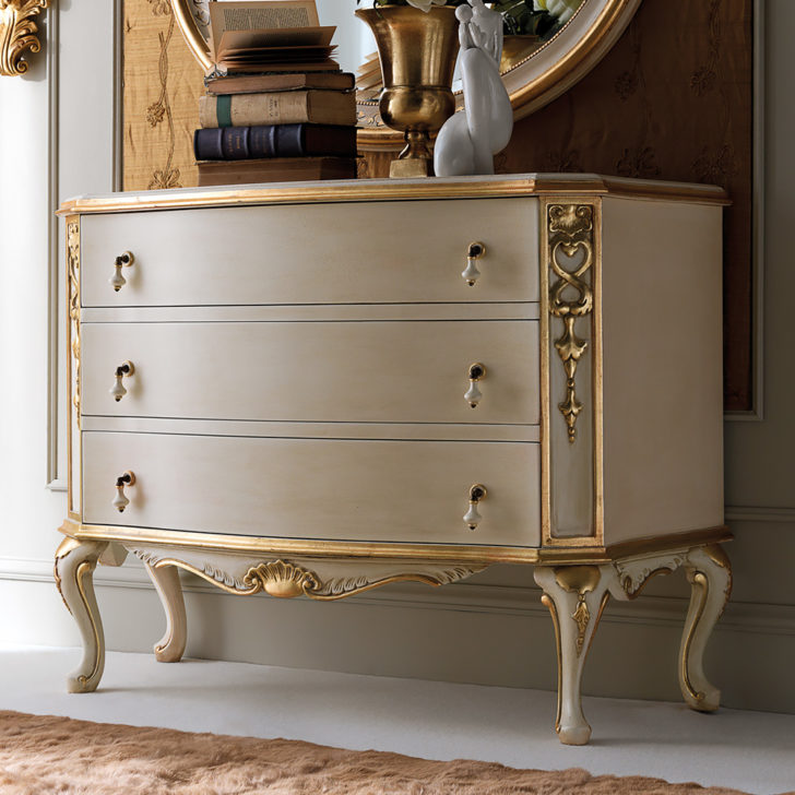 High End Rococo Chest of Drawers and Mirror Set - Juliettes Interiors