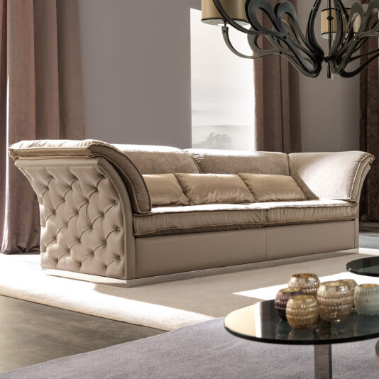 Italian Designer Leather Button Upholstered Sofa