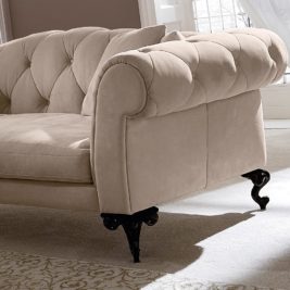 Italian Designer Nubuck Leather Button Upholstered Sofa - Juliettes ...