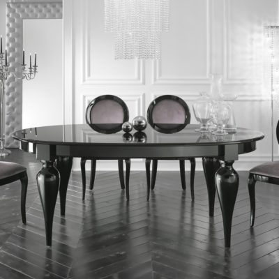 Italian Designer Oval Extendable Black Lacquered Dining Table ...