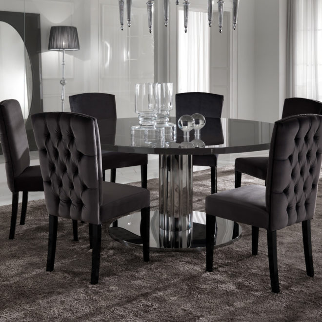 Italian Modern Designer Chrome Round Dining Table - Juliettes Interiors