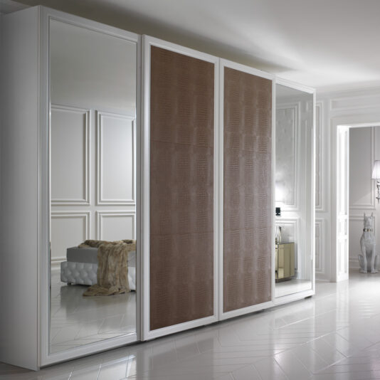 Large Embossed Leather Sliding Door Fitted Wardrobe