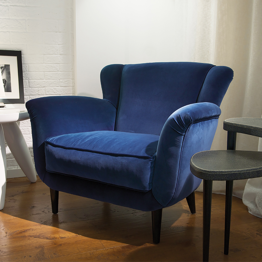 Luxurious Contemporary Blue Velvet Armchair 1 