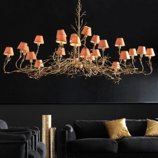 Luxurious Italian Branch 24 Light Wrought Iron Chandelier