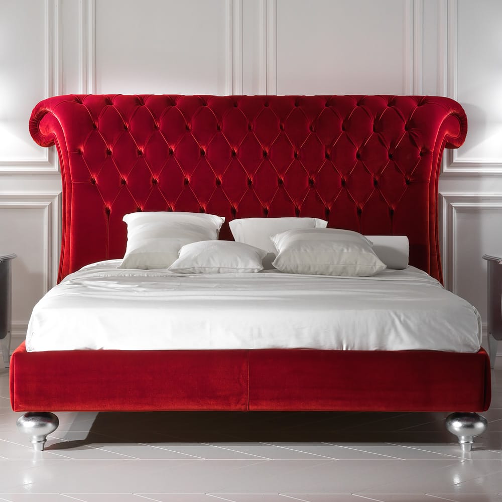 Luxurious Velvet Button Upholstered Italian Designer Bed Juliettes