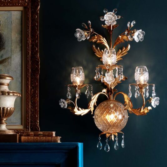 Luxury Italian Bohemian Crystal Florentine Style Large Wall Light