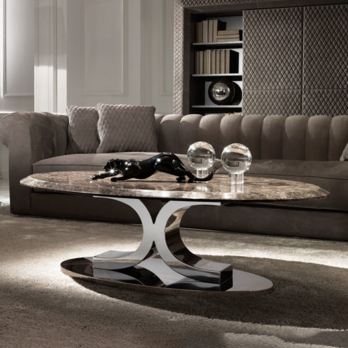 Luxury Contemporary Italian Oval Marble Coffee Table - Juliettes Interiors