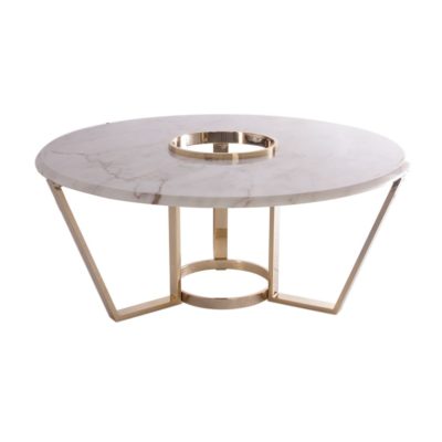 Modern Designer Gold Plated Round Marble Coffee Table - Juliettes Interiors