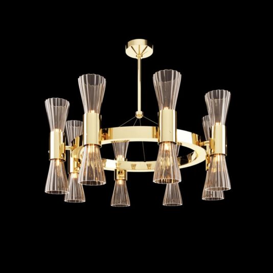 Modern Gold Leaf Murano Glass Designer Chandelier