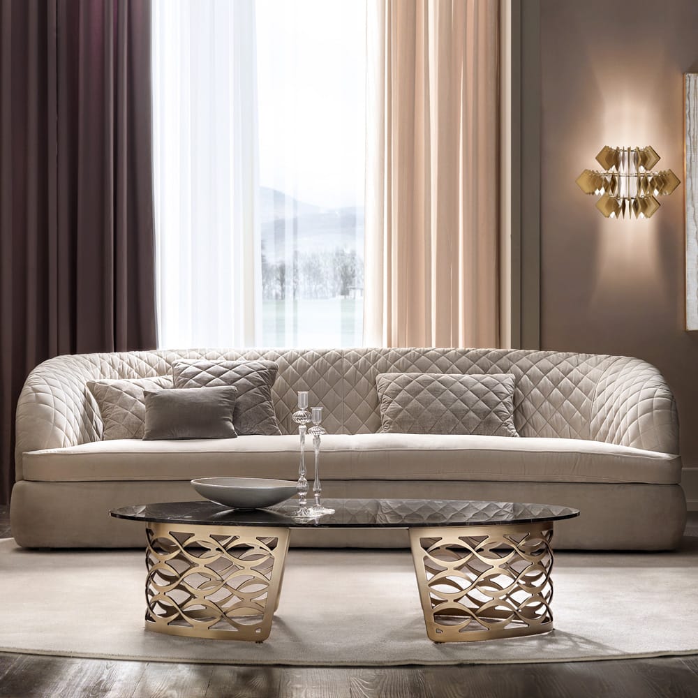 Modern Italian Designer Quilted Nubuck Leather Sofa 1 