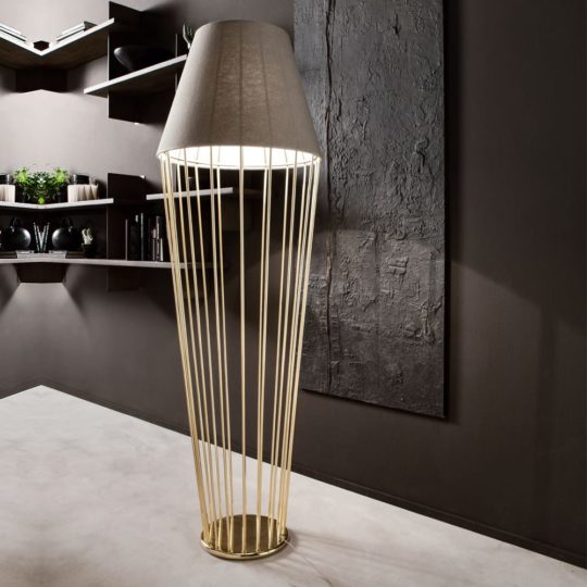 Modern Italian Gold Plated Floor Lamp