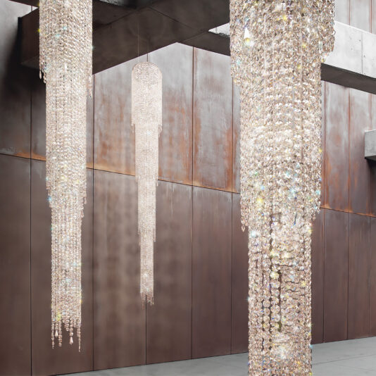 Modern Vertical Crystal Chandelier